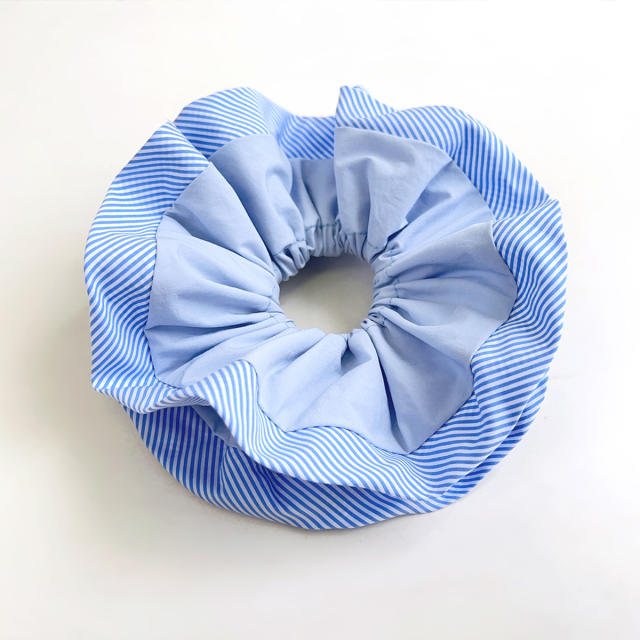 Korean fashion blue color edge oversize scrunchies 17cm