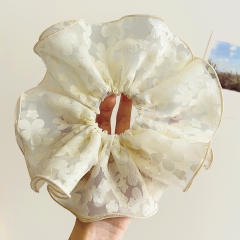 Large Hair Ring Mesh Lace Pearl High Elastic oversize scrunchies 21cm