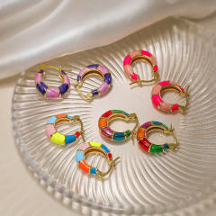 Summer bamboo earrings color enamel copper earrings