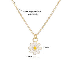 Sweet enamel daisy flower copper necklace earrings suit