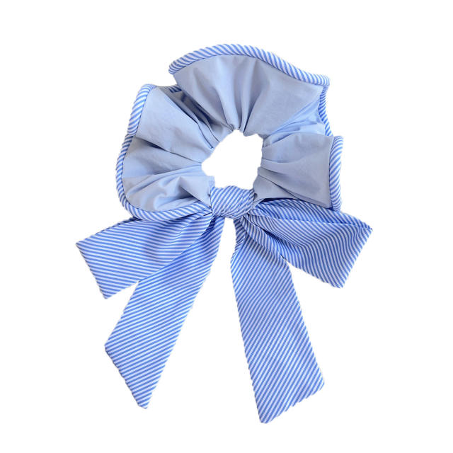 Korean Style Striped Bowknot Large size Hair Ring pony tail scrunchies