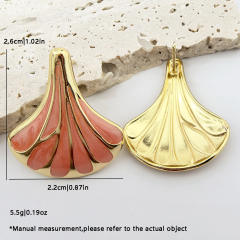 Color enamel natural Ginkgo Leaf stainless steel earrings