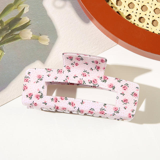 New Floral Large Rectangular Grab Clip Fruit hair claw clips