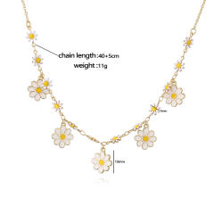 Sweet enamel daisy flower copper necklace earrings suit