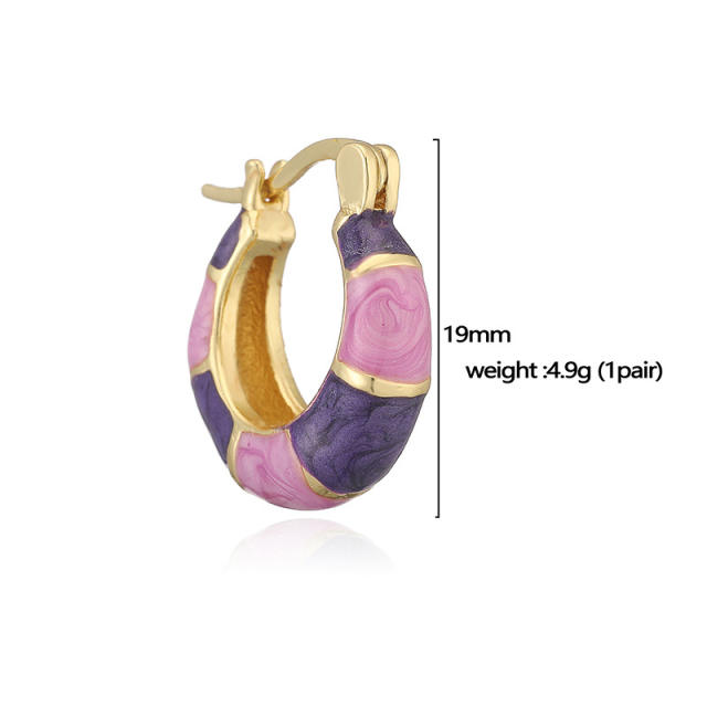 Summer bamboo earrings color enamel copper earrings