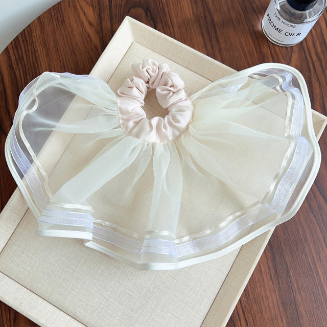 Korean fashion summer plain color mesh oversize scrunchies 21cm