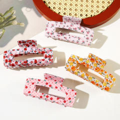 New Floral Large Rectangular Grab Clip Fruit hair claw clips