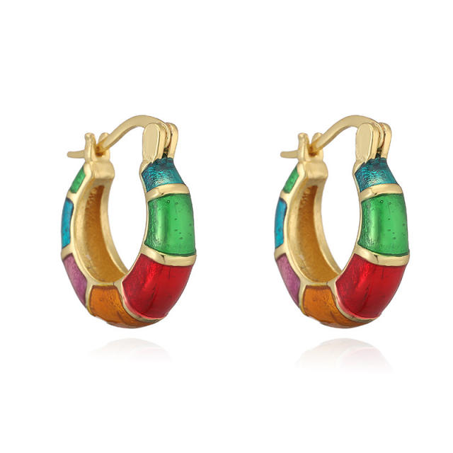 Summer bamboo earrings color enamel copper earrings