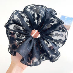 Large Hair Ring Mesh Lace Pearl High Elastic oversize scrunchies 21cm
