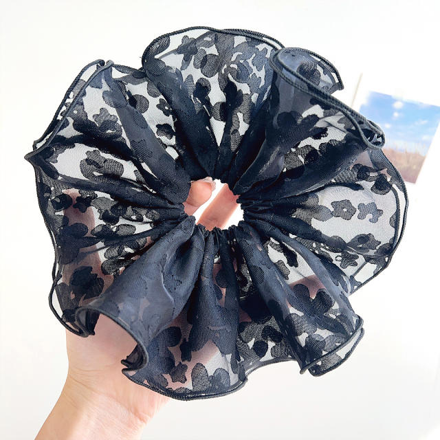 Large Hair Ring Mesh Lace Pearl High Elastic oversize scrunchies 21cm