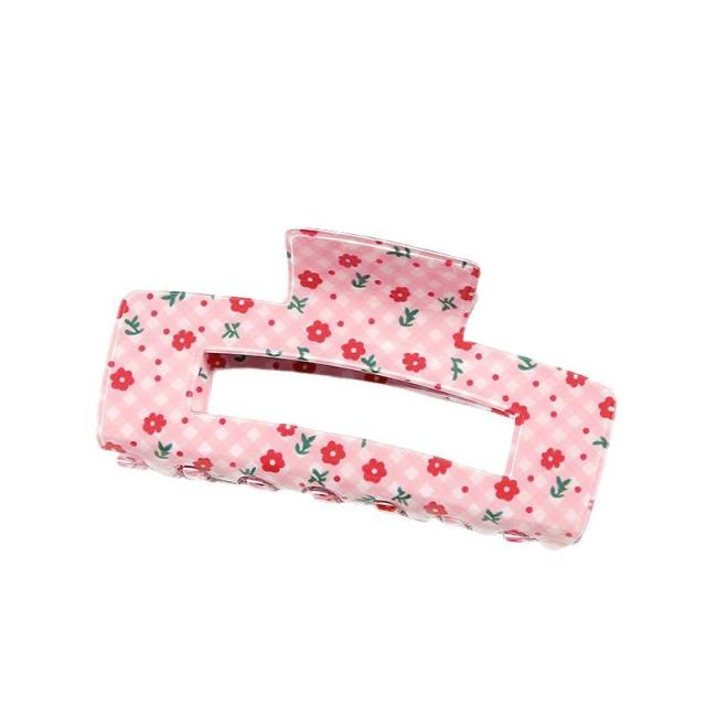 New Floral Large Rectangular Grab Clip Fruit hair claw clips