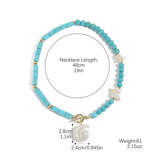 Hot Turquoise Beaded Necklace High-grade Natural Stone Pendant Fashion turquoise Necklace