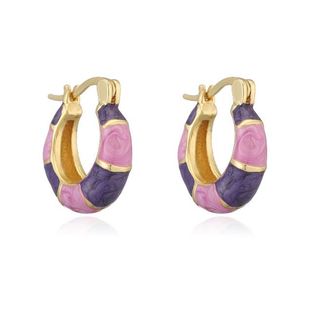 Summer bamboo earrings color enamel copper earrings