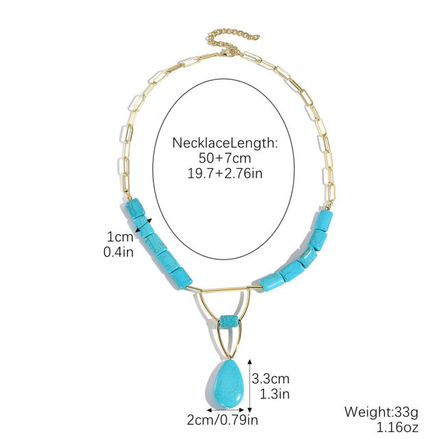 Hot Turquoise Beaded Necklace High-grade Natural Stone Pendant Fashion turquoise Necklace