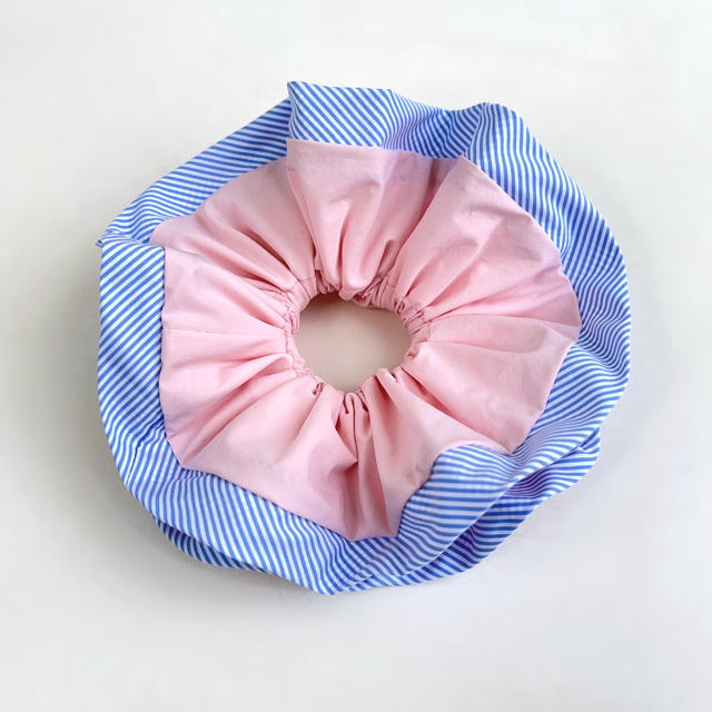 Korean fashion blue color edge oversize scrunchies 17cm
