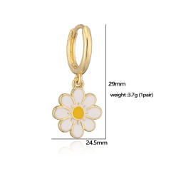Sweet enamel daisy flower copper necklace earrings suit