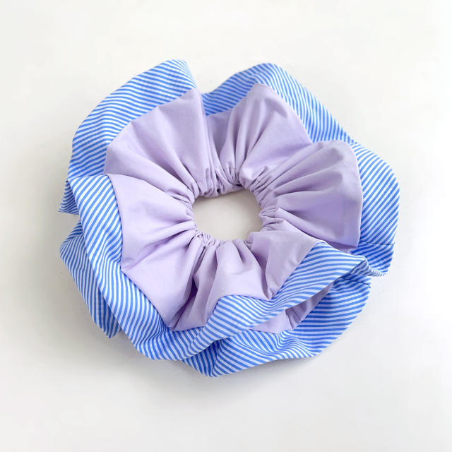 Korean fashion blue color edge oversize scrunchies 17cm
