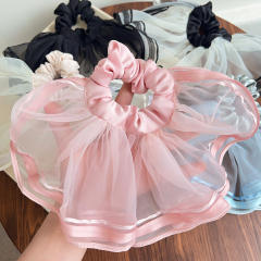 Korean fashion summer plain color mesh oversize scrunchies 21cm