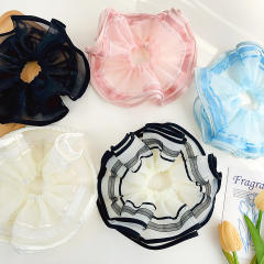 Korean fashion summer plain color mesh oversize scrunchies 21cm