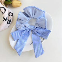 Korean Style Striped Bowknot Large size Hair Ring pony tail scrunchies