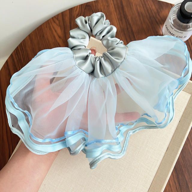 Korean fashion summer plain color mesh oversize scrunchies 21cm
