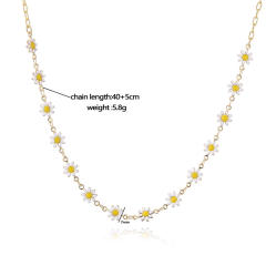 Sweet enamel daisy flower copper necklace earrings suit