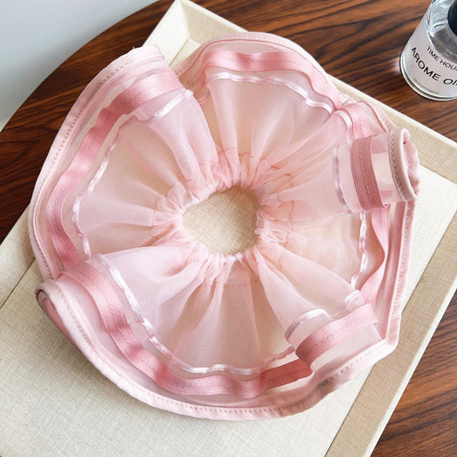 Korean fashion summer plain color mesh oversize scrunchies 21cm