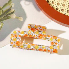 New Floral Large Rectangular Grab Clip Fruit hair claw clips