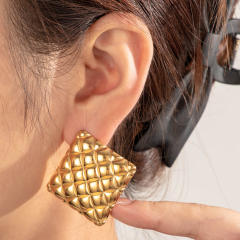 Geometric square petal flower stainless steel earrings collection