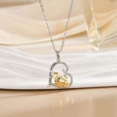 Heart-shaped Love Animal pendant stainless steel chain Necklace
