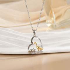 Heart-shaped Love Animal pendant stainless steel chain Necklace