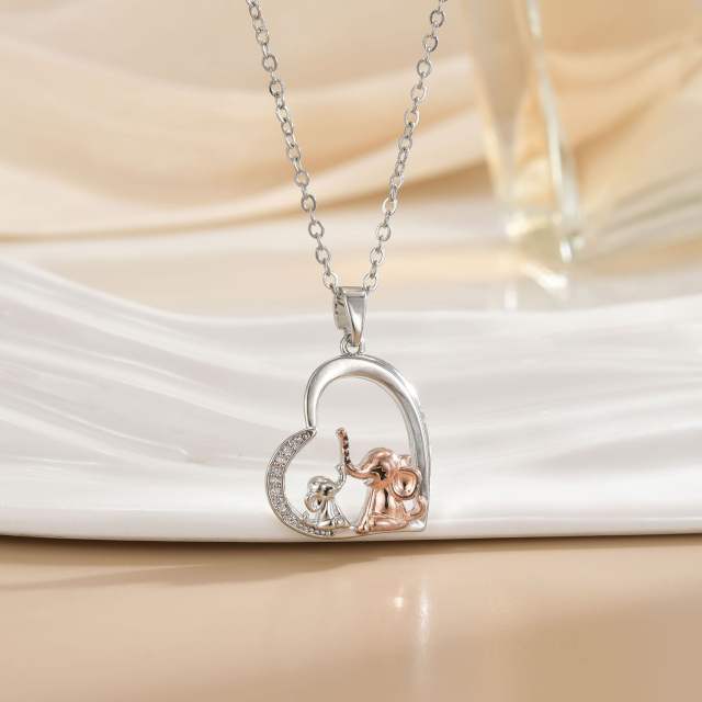 Mother's day heart-shaped animal design stainless steel chain necklace