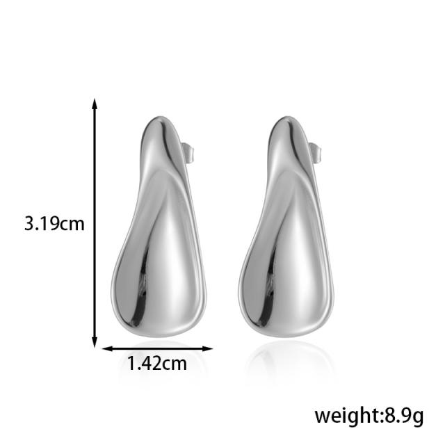 Silver color stainless steel geometric petal flower earrings collection  stainless steel earrings