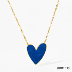 Easy match enamel heart stainless steel necklace earrings suit