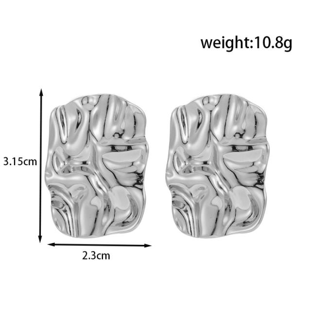 Titanium steel French oval butterfly S-shaped moon stainless steel earrings