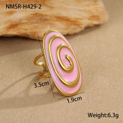 Hot fashion oval line color enamel stainless steel earrings rings suit