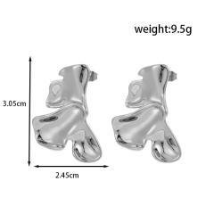 Titanium steel French oval butterfly S-shaped moon stainless steel earrings