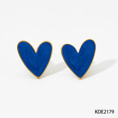 Easy match enamel heart stainless steel necklace earrings suit