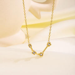 Dainty diamond zodiac symbol stainless steel necklace