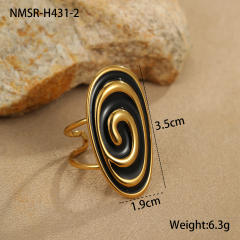 Hot fashion oval line color enamel stainless steel earrings rings suit