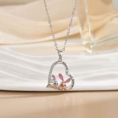 Mother's day heart-shaped animal design stainless steel chain necklace