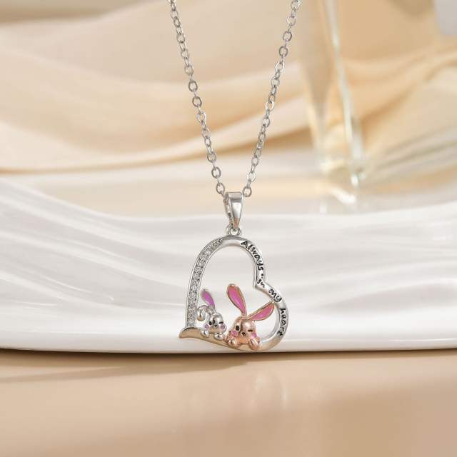 Mother's day heart-shaped animal design stainless steel chain necklace