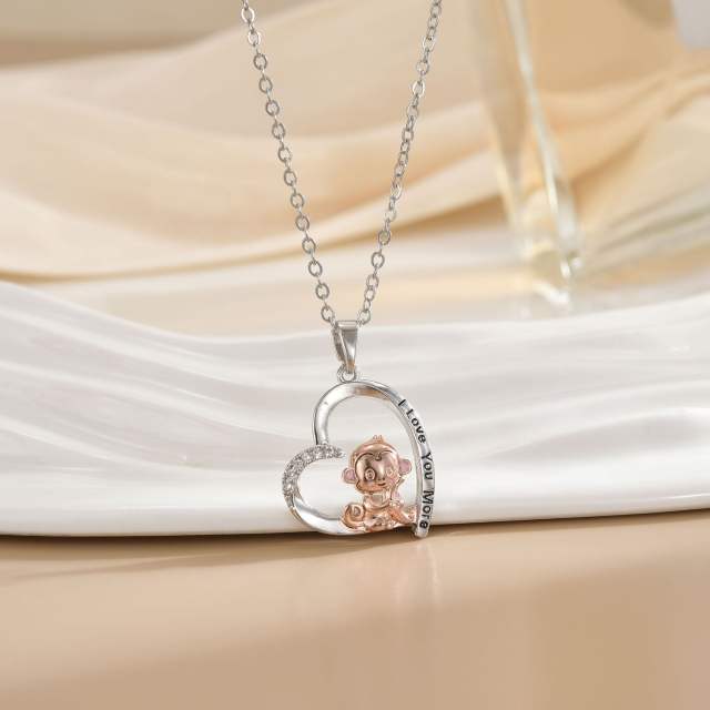 Heart-shaped Love Animal pendant stainless steel chain Necklace