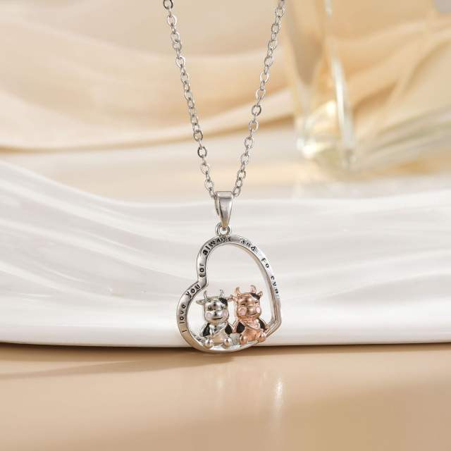 Heart-shaped Love Animal pendant stainless steel chain Necklace