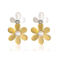 Sweet petal flower stainless steel earrings dangle earrings