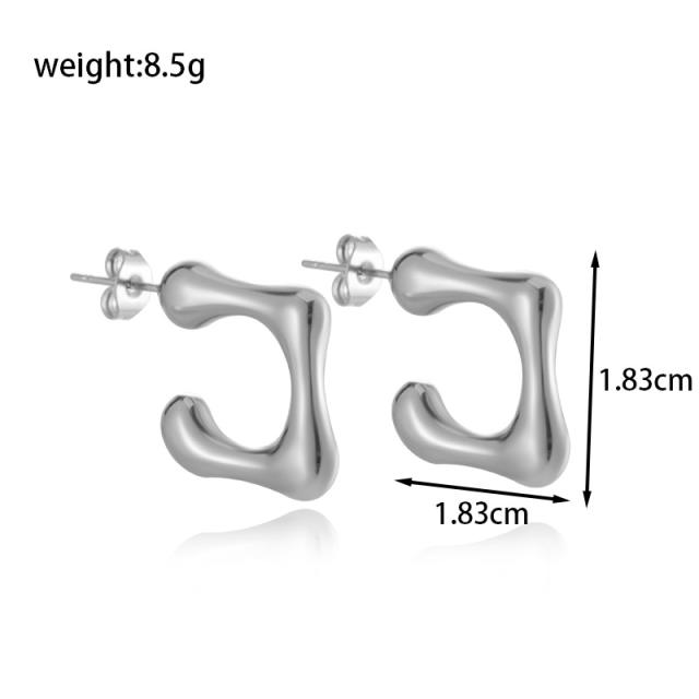 Silver color stainless steel geometric petal flower earrings collection  stainless steel earrings