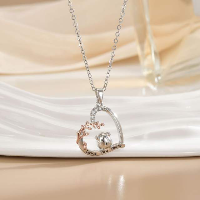 Mother's day heart-shaped animal design stainless steel chain necklace