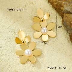 Sweet petal flower stainless steel earrings dangle earrings
