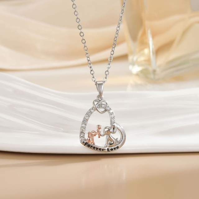 Mother's day heart-shaped animal design stainless steel chain necklace