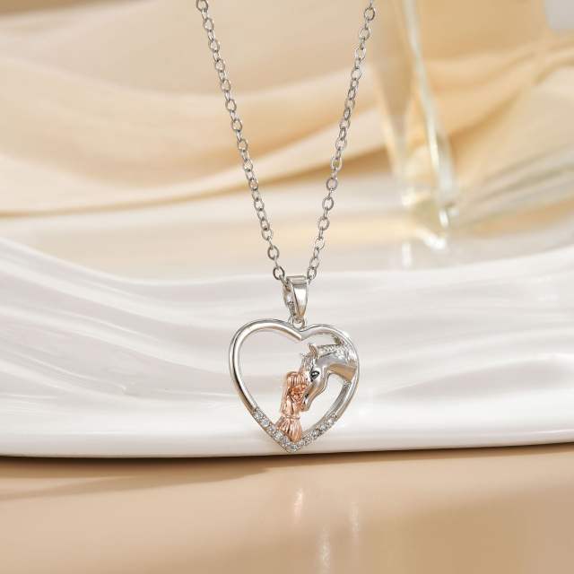 Heart-shaped Love Animal pendant stainless steel chain Necklace